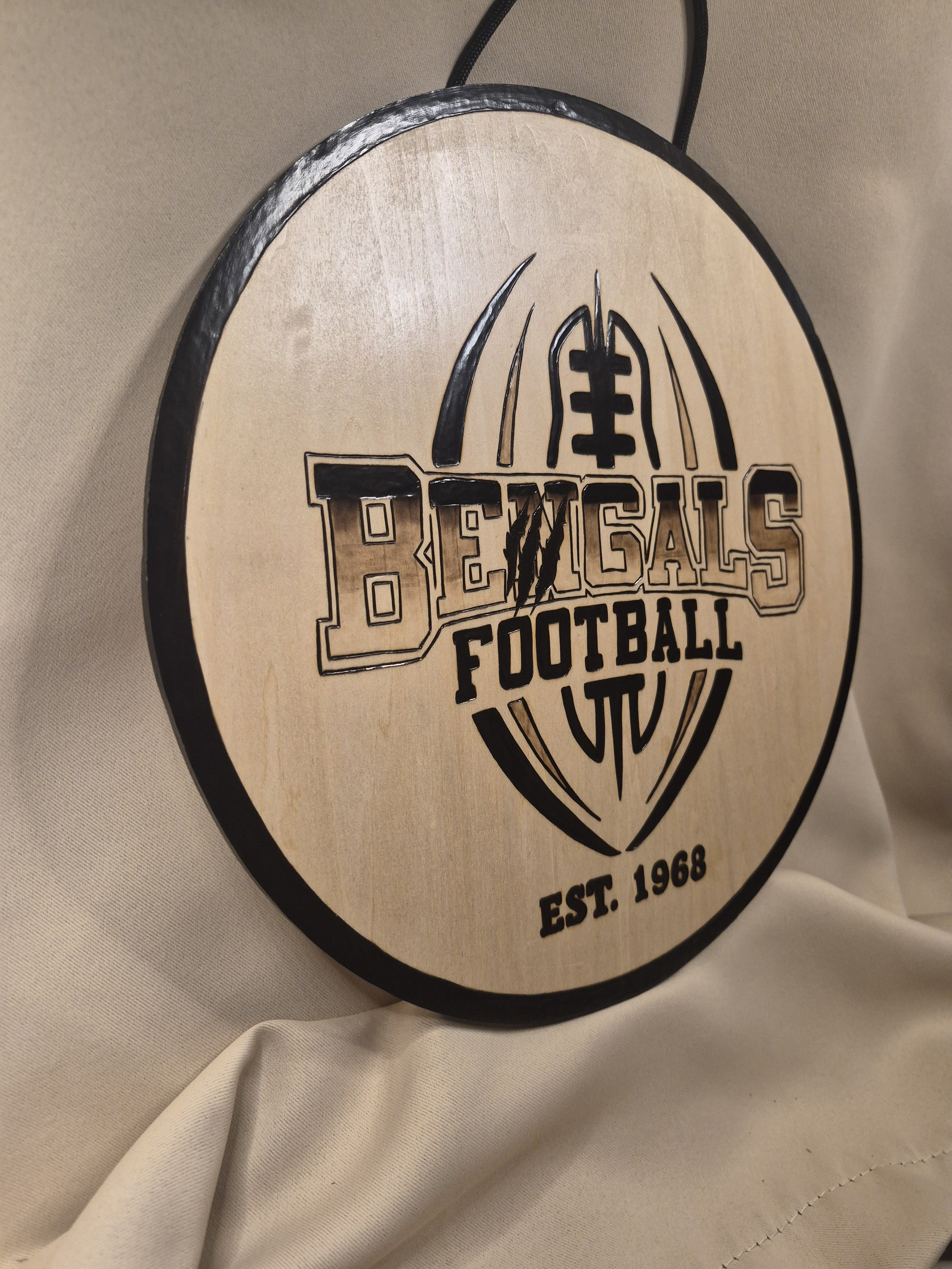 Cincinnati Bengals Handmade Wood-Burned Sign - Custom Wood-Burned Home and Business Signs & Monograms Crafted to Stand Out__