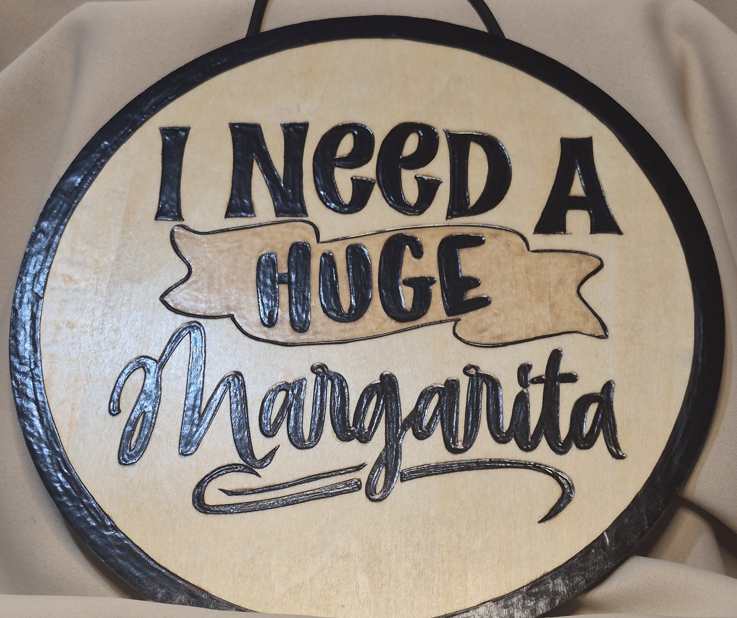 Margarita Mood Round Wall Art - Custom Wood-Burned Home and Business Signs & Monograms Crafted to Stand Out__