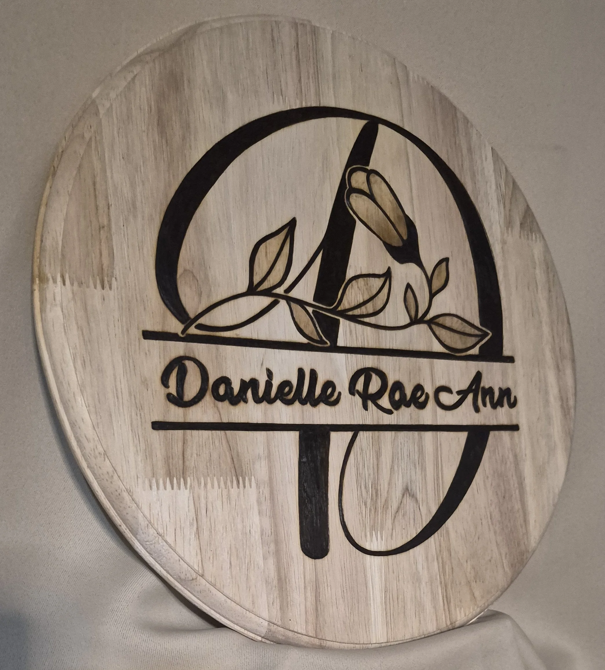 Custom Wood-Burned Floral Monogram Name Plaque - Custom Wood-Burned Home and Business Signs & Monograms Crafted to Stand Out__