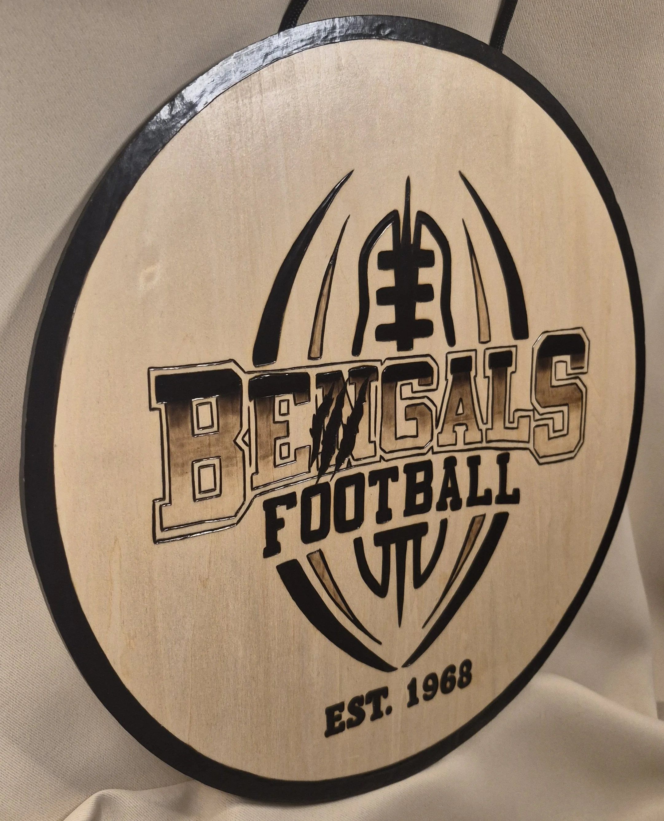 Cincinnati Bengals Handmade Wood-Burned Sign - Custom Wood-Burned Home and Business Signs & Monograms Crafted to Stand Out__