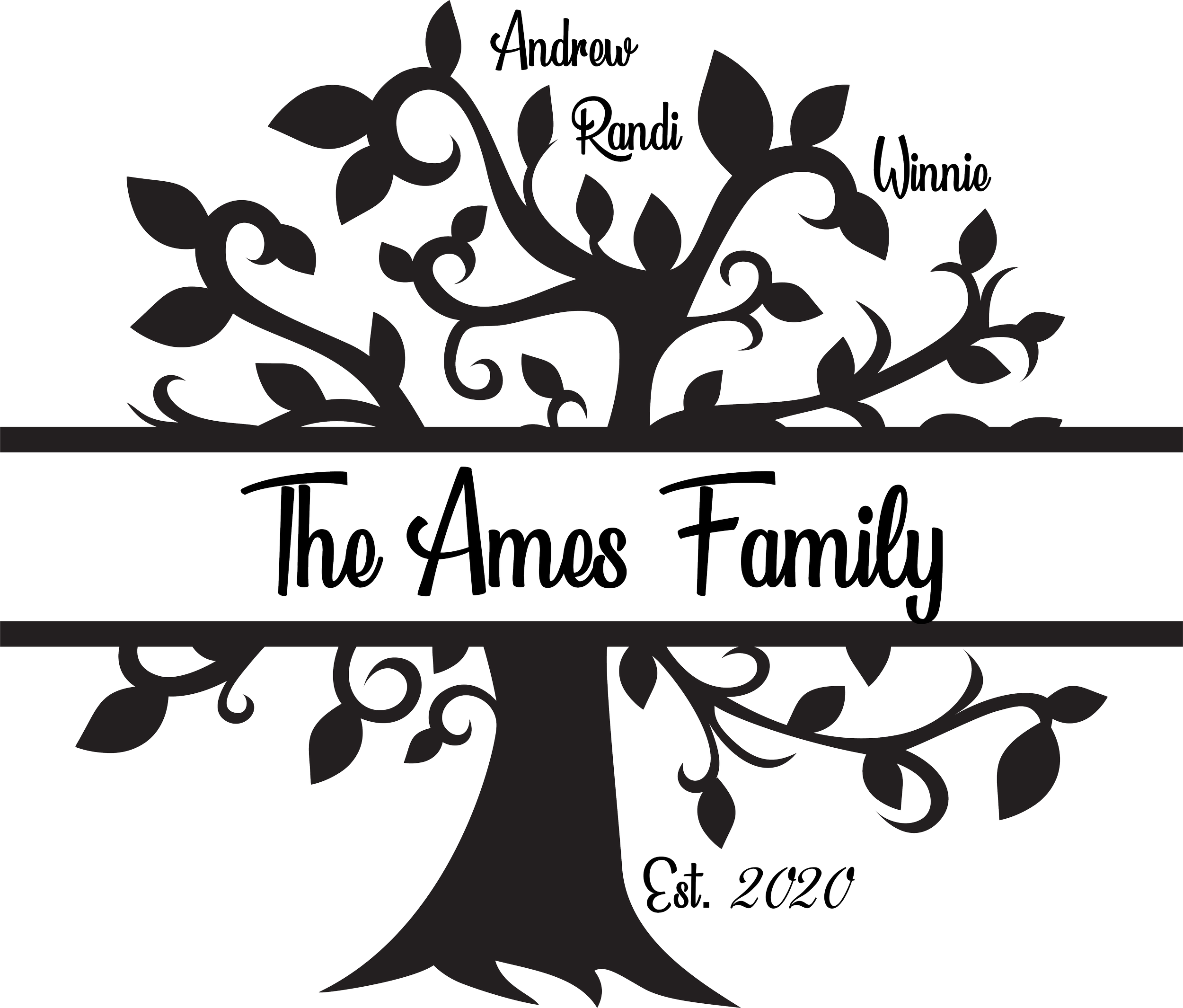 Custom Family Tree Monogram - Custom Wood-Burned Home and Business Signs & Monograms Crafted to Stand Out__