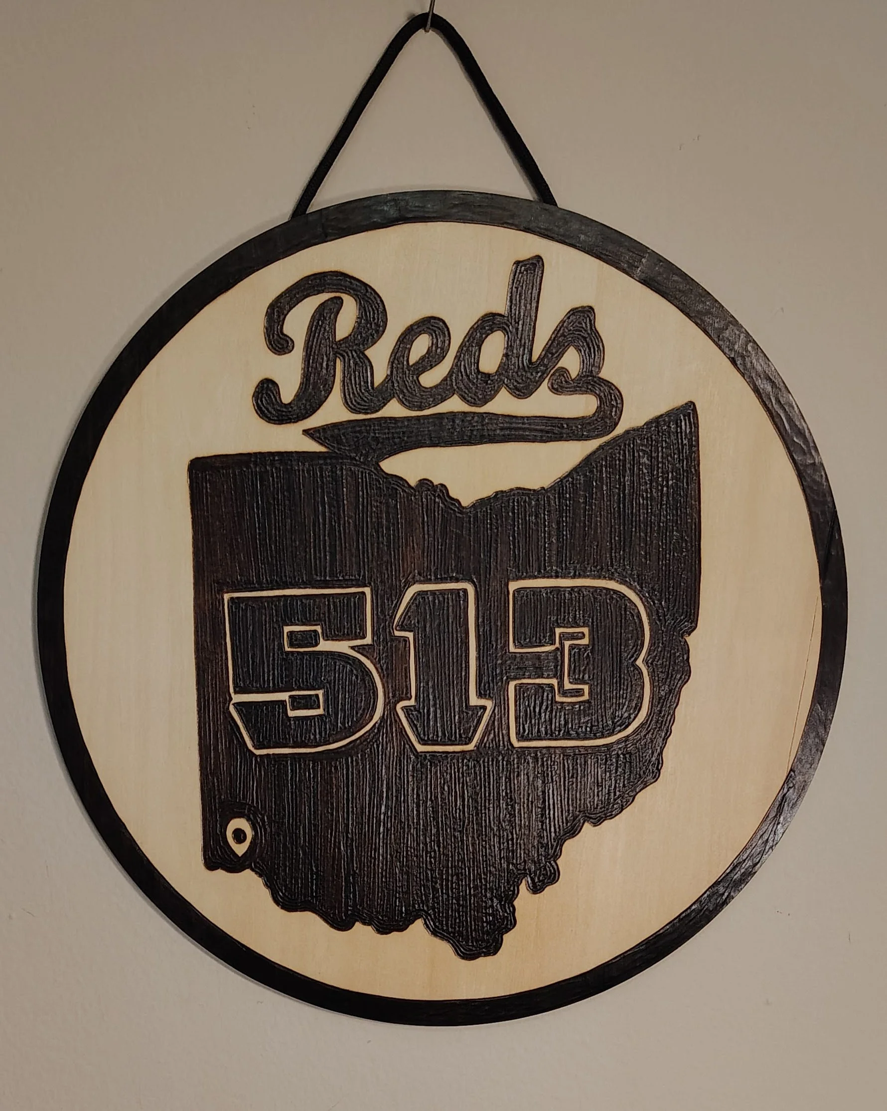 Cincinnati Reds Rustic Wood Burnt Sign