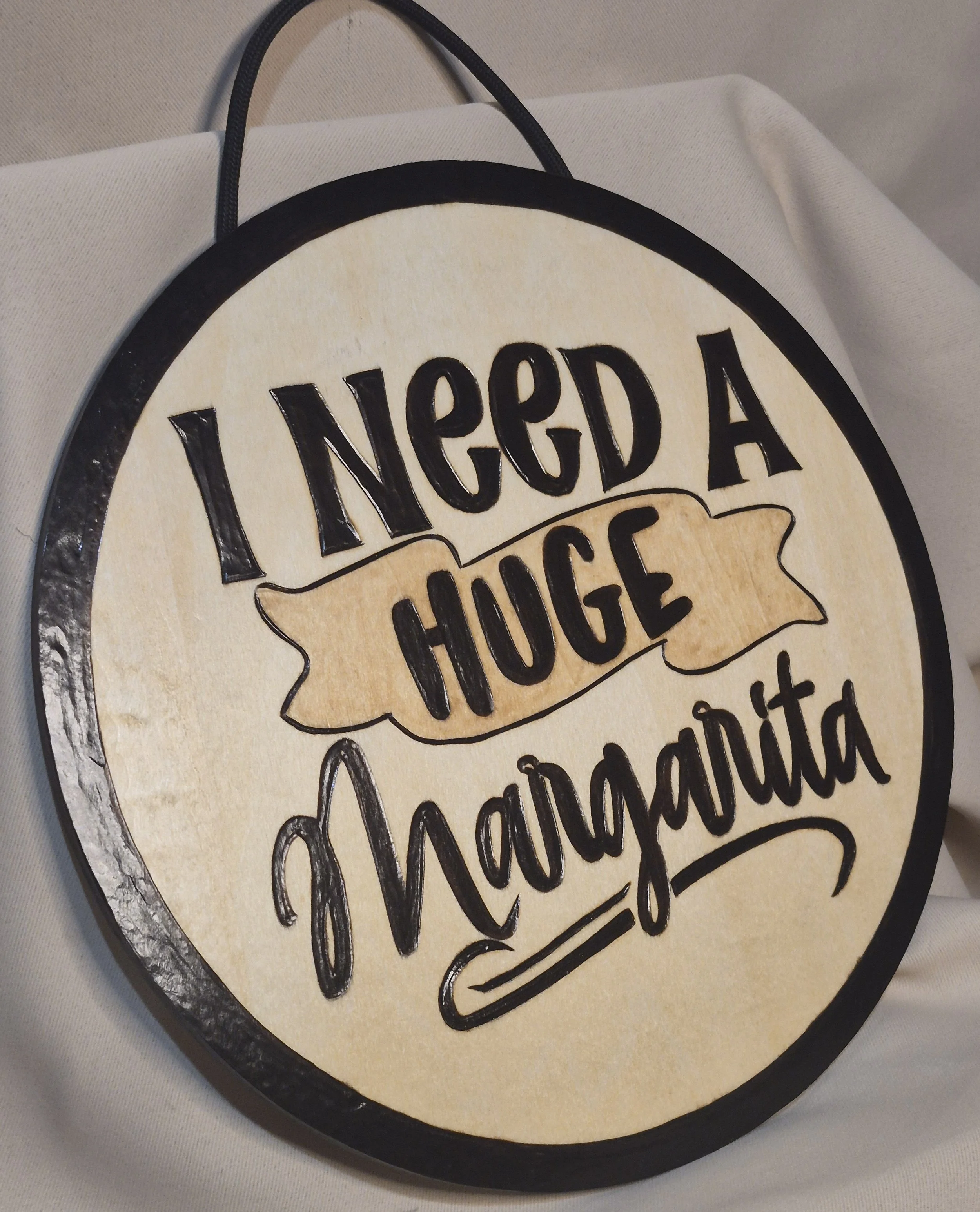 Margarita Mood Round Wall Art - Custom Wood-Burned Home and Business Signs & Monograms Crafted to Stand Out__