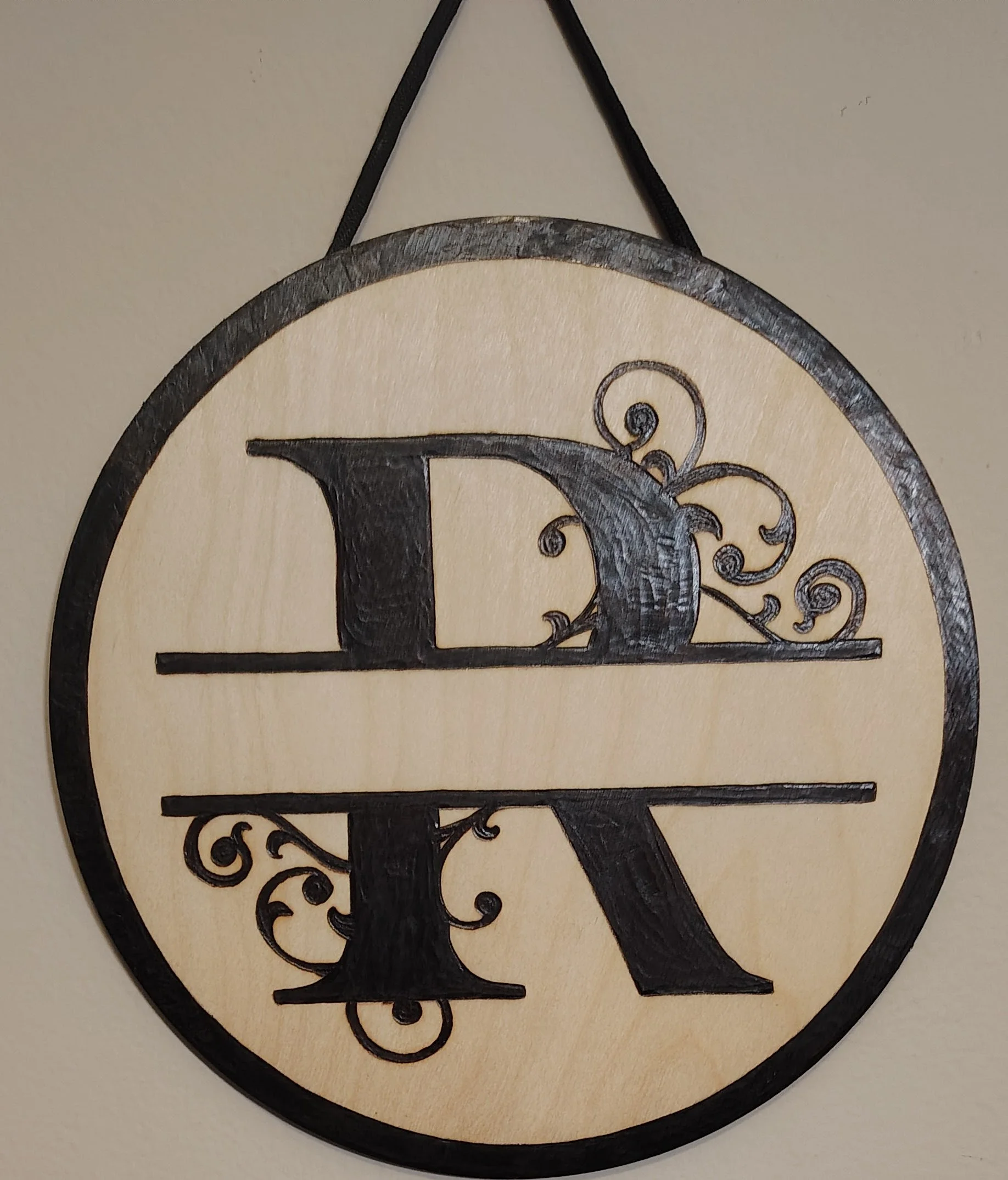 Custom Monogram Wood Burnt Sign
