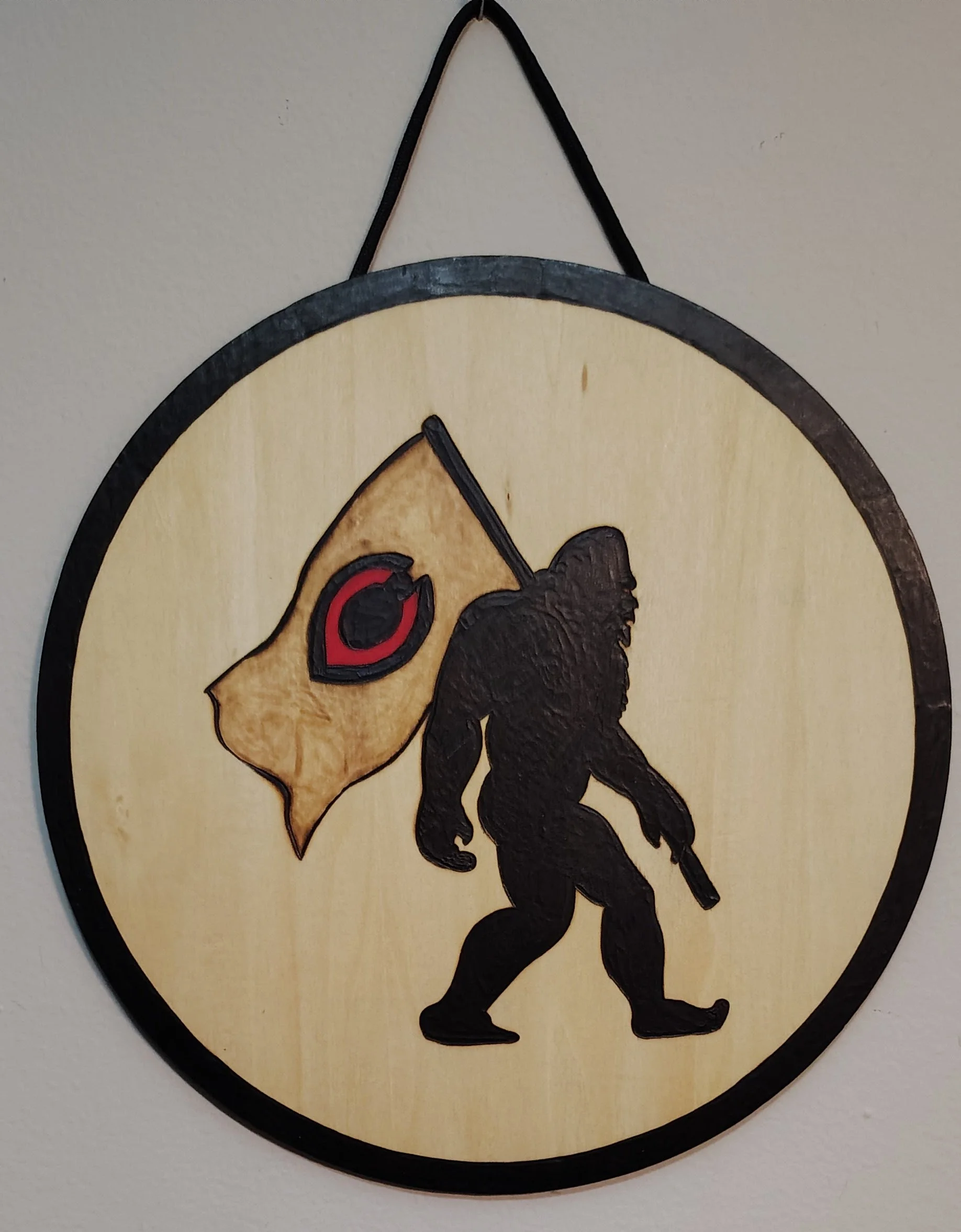 Bigfoot Cincinnati Reds Wood-Burned Sign