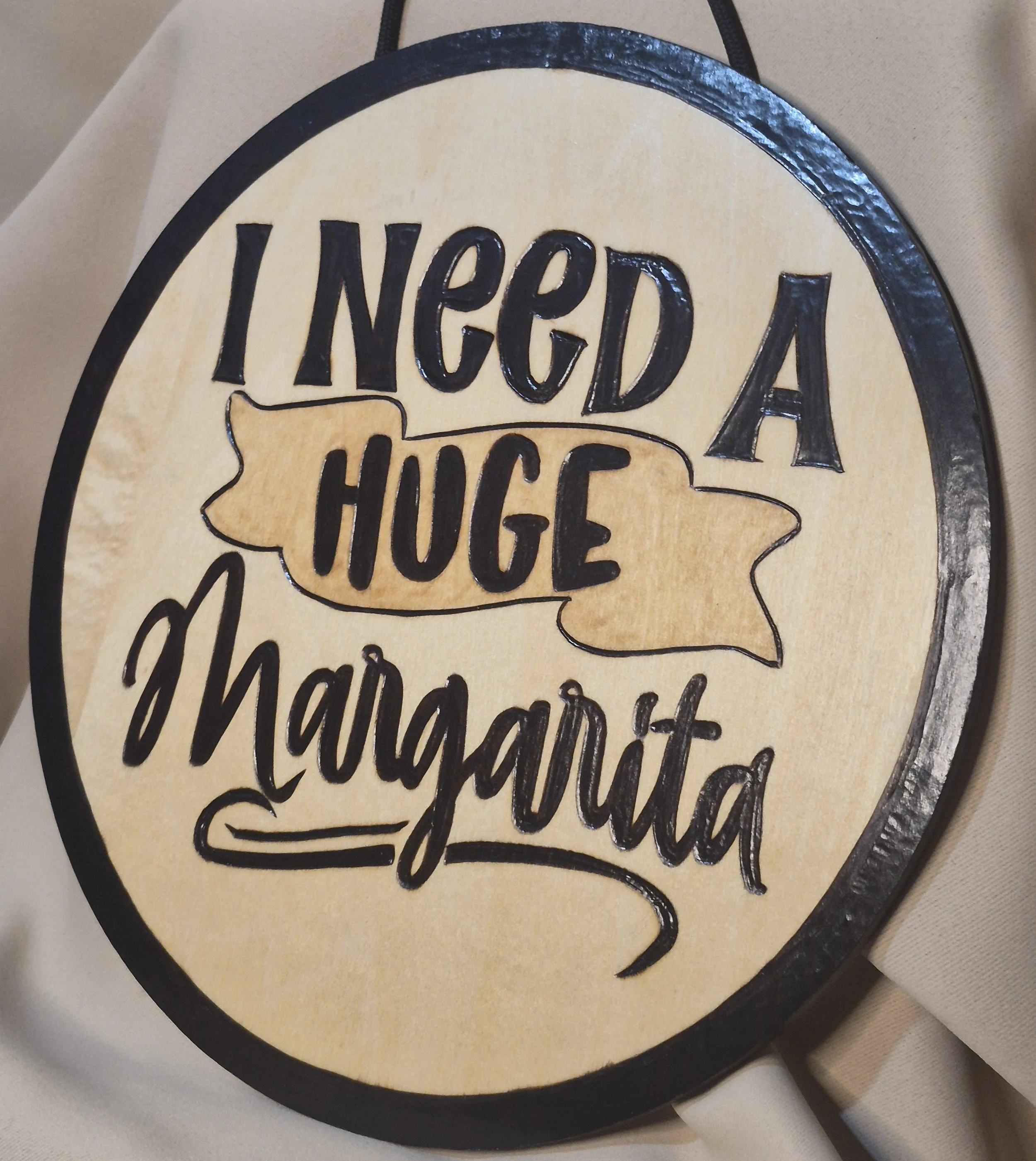 Margarita Mood Round Wall Art - Custom Wood-Burned Home and Business Signs & Monograms Crafted to Stand Out__
