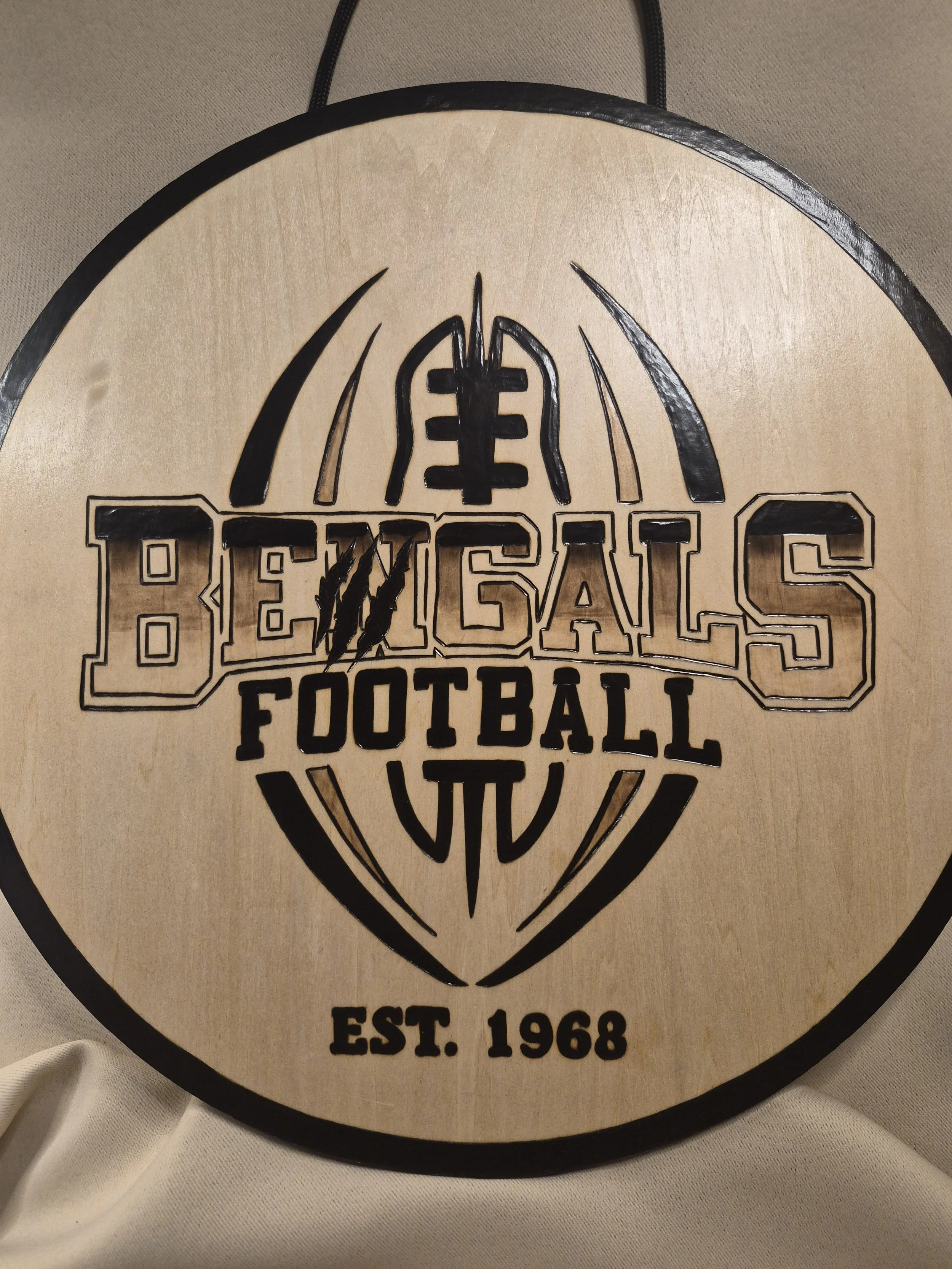 Cincinnati Bengals Handmade Wood-Burned Sign - Custom Wood-Burned Home and Business Signs & Monograms Crafted to Stand Out__