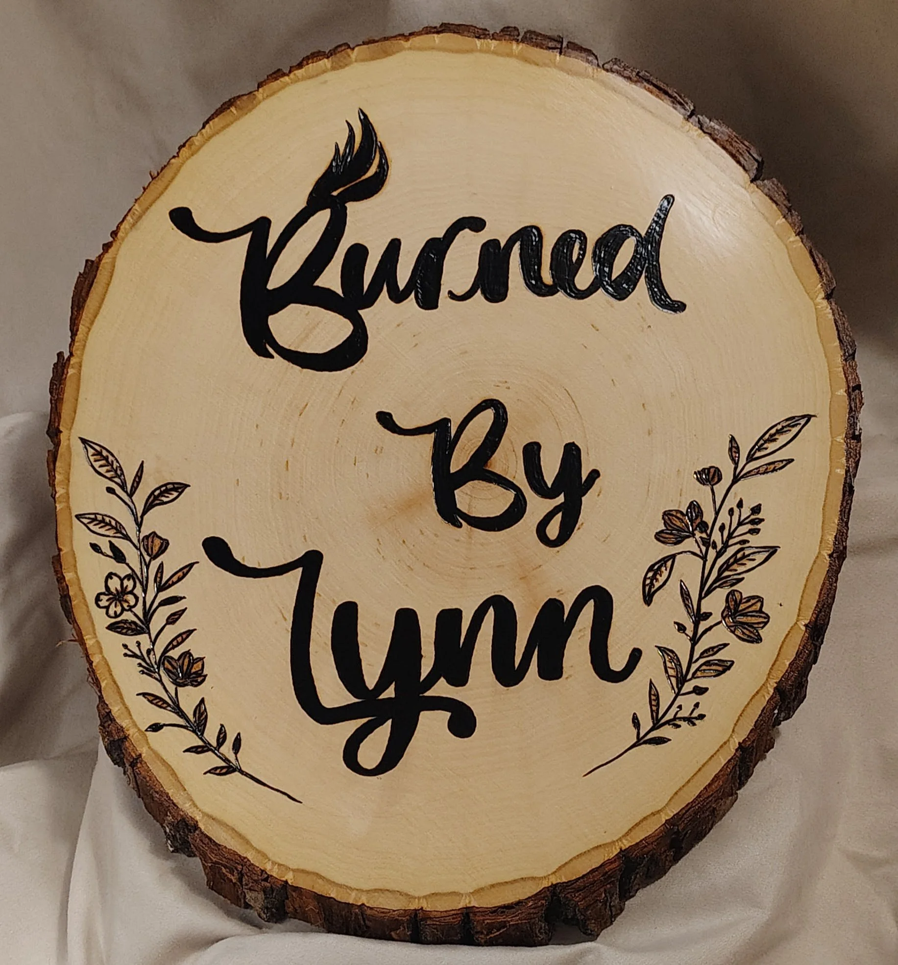 Custom Name Wood-Burned Live Edge Sign