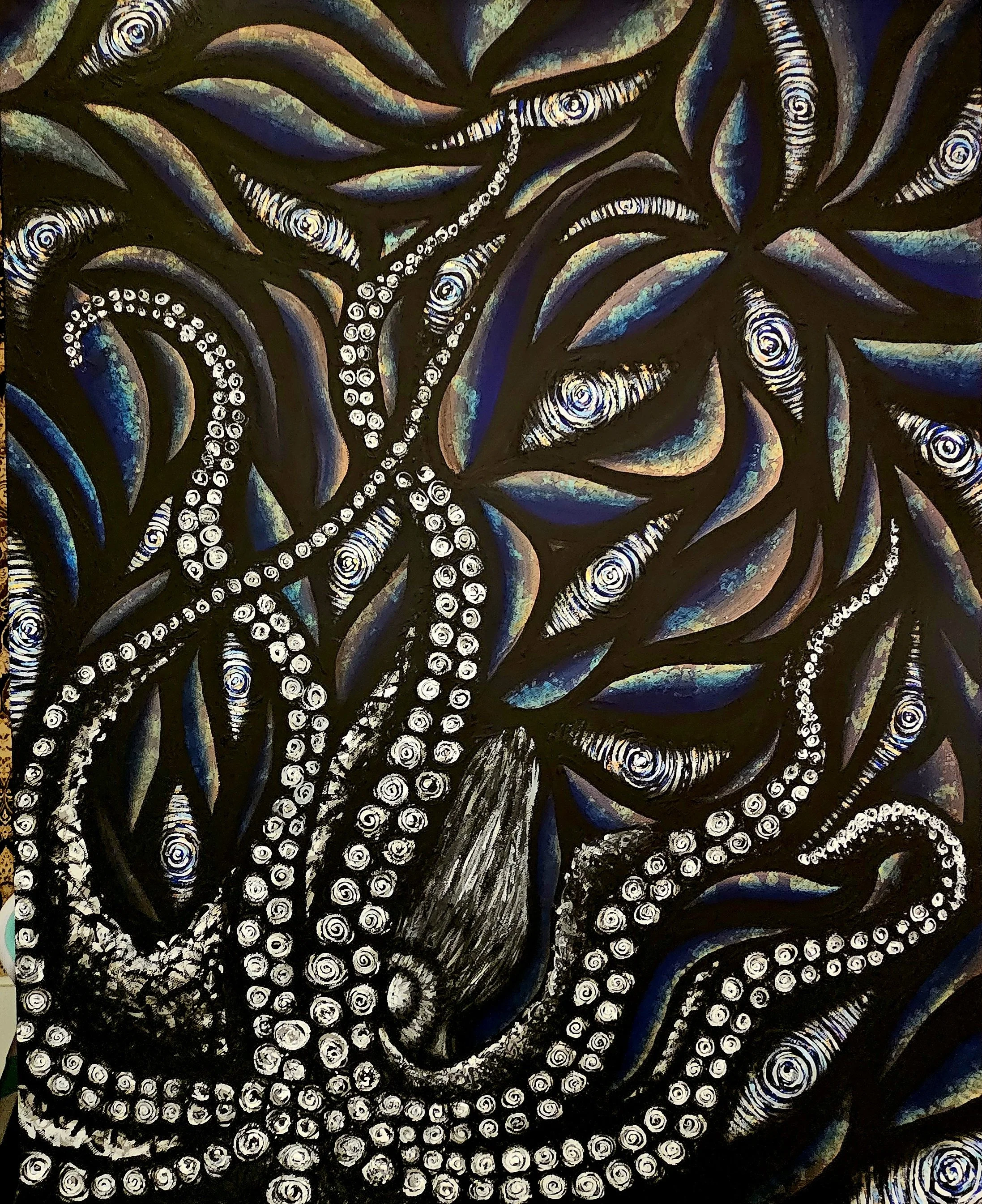 Luxipuss Acrylic and Metal Leaf on 24x36 Canvas