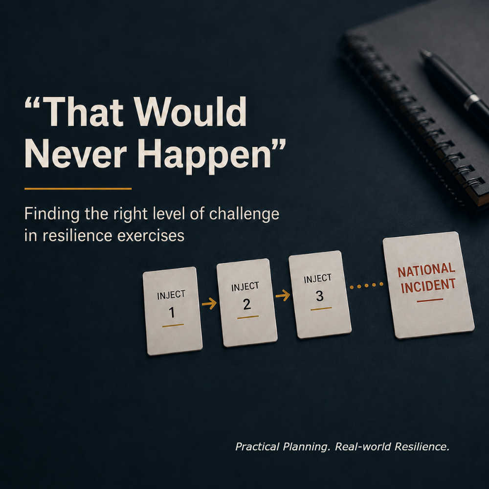 “That Would Never Happen”: Finding the Right Level of Challenge in Resilience Exercises