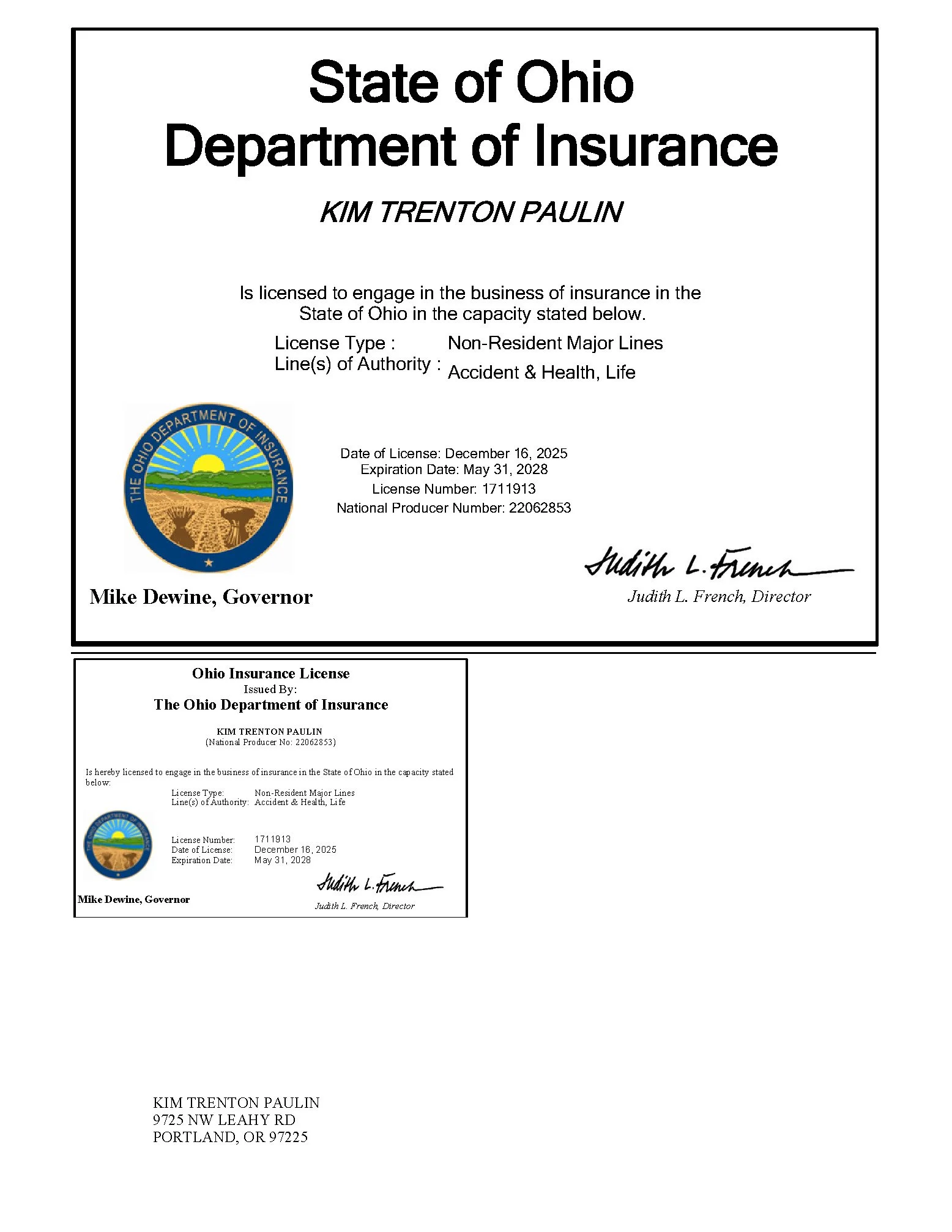 Insurance License - Ohio