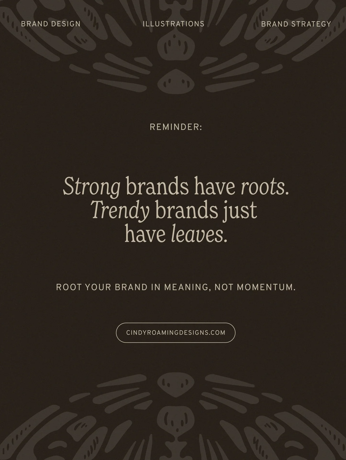 strong brands grow from intention, not trends. 🎞️

this is something i come back to often as a designer &mdash; the reminder that branding isn&rsquo;t about keeping up on what&rsquo;s popular in the moment, it&rsquo;s about going deeper. exploring w