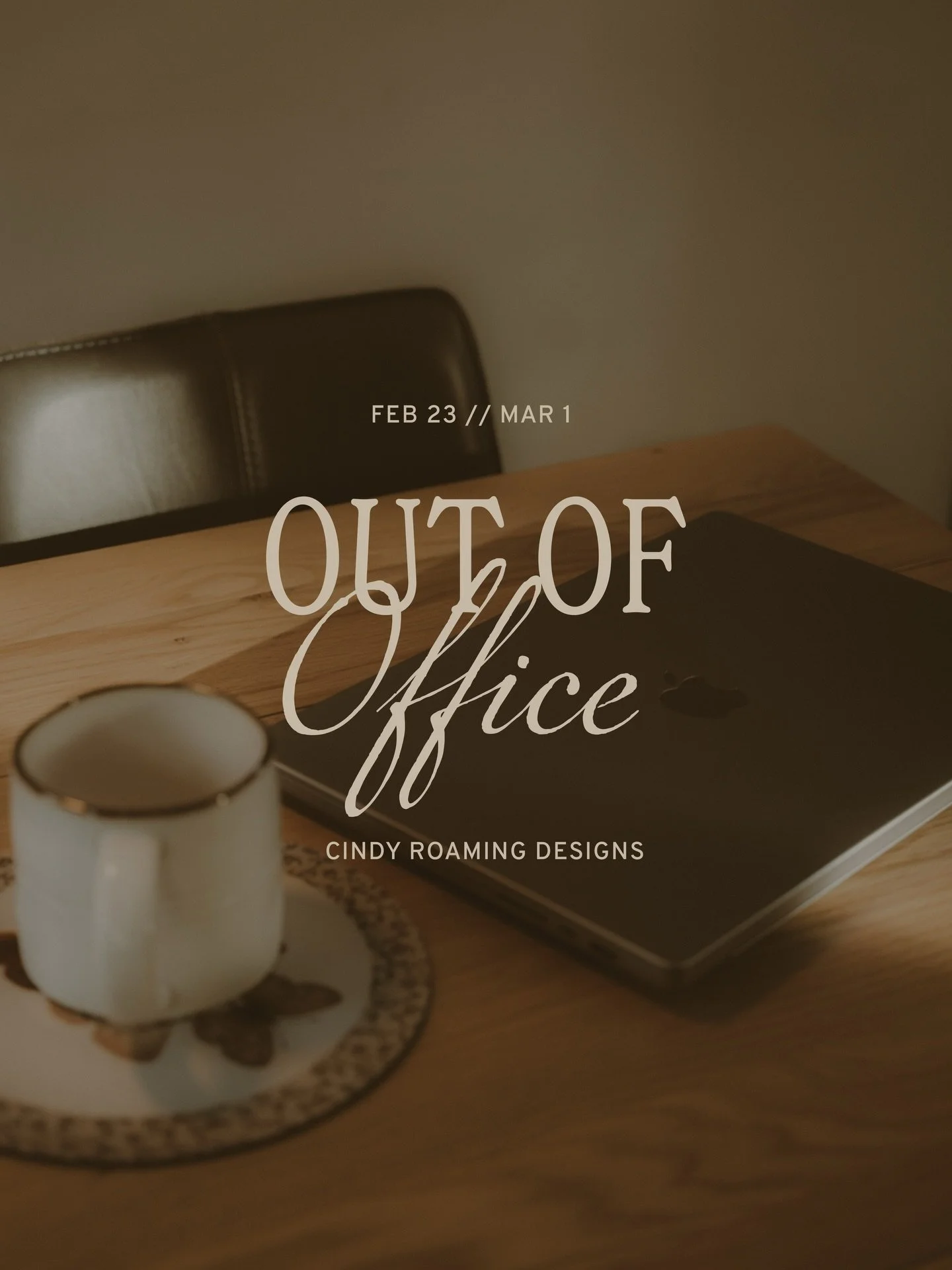 hi there! i will be out of the office traveling beginning Feb 23 and returning on Mar 1.

i will be answering emails to avoid falling behind, but all design work will take a pause during this trip. we&rsquo;re going out of the country for the first t