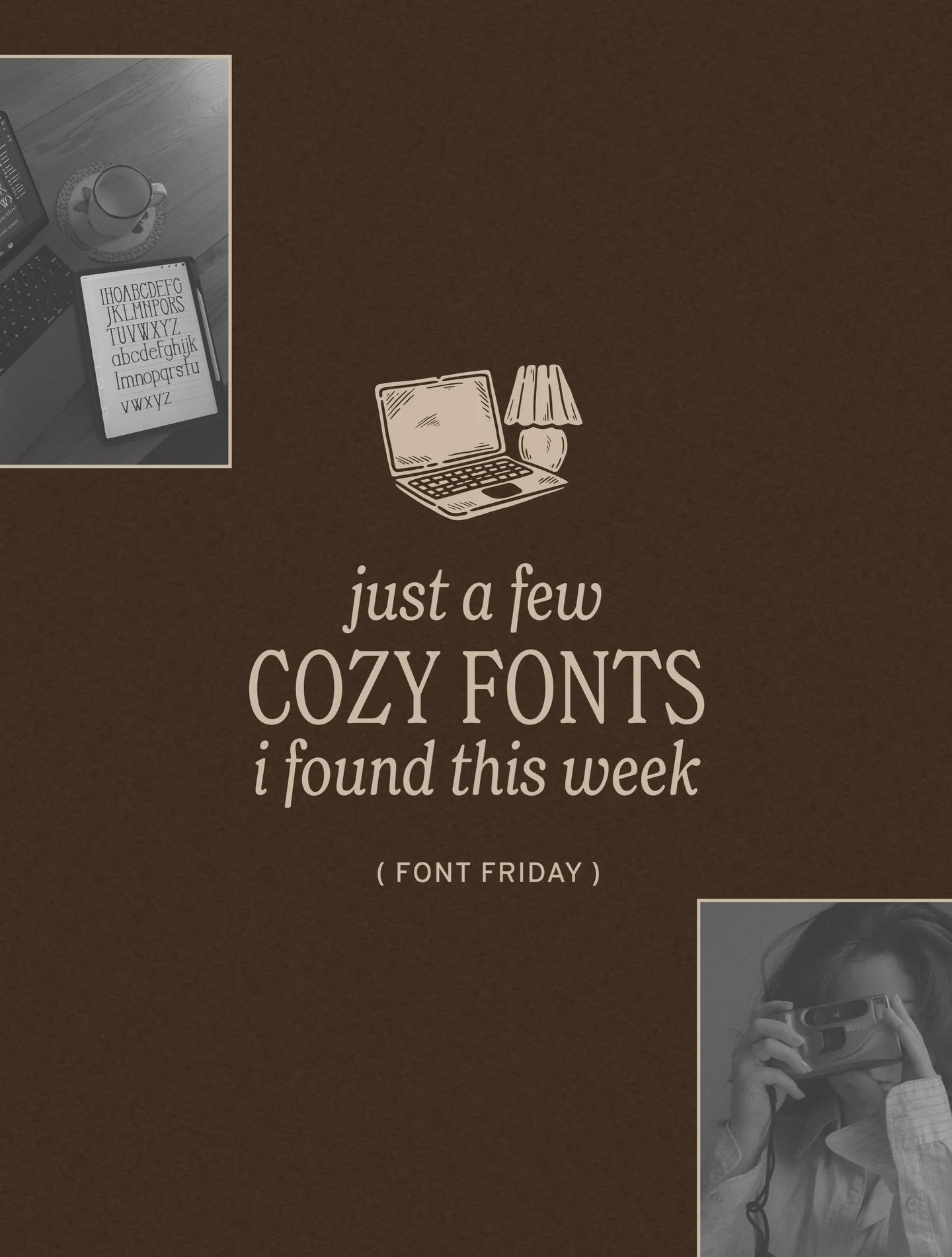 Welcome to: Font Friday 🎞️🪩
[ a design series sharing my font finds ]

Here are a few cozy fonts that I&rsquo;ve had my eye on this week that would look stunning in your next creative project. 

Which one is calling to you most?

All of these fonts