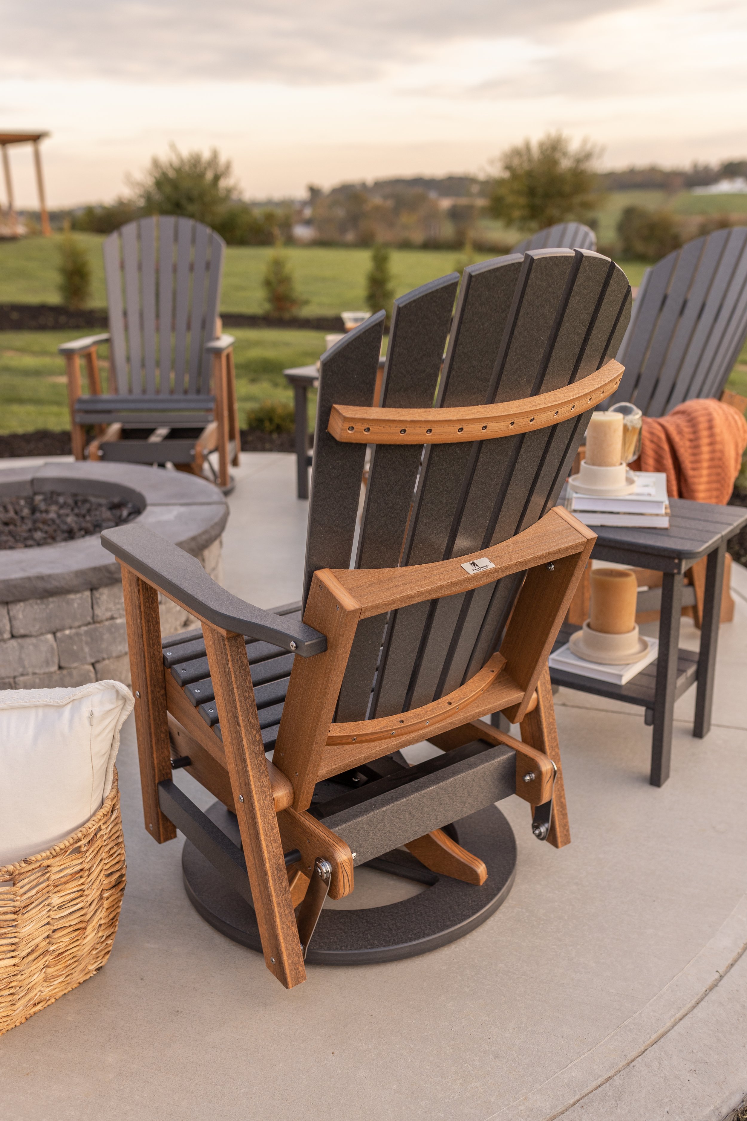 Comfo Back Swivel Glider in Smoke Gray on Antique Mahogany.jpg