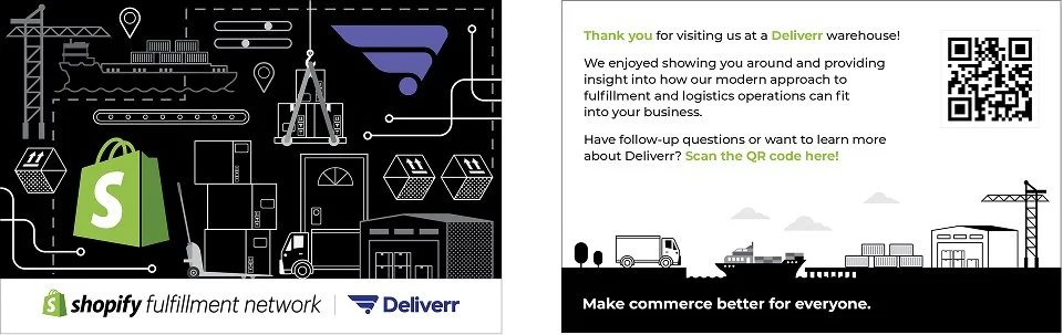 Shopify/Deliverr co-branded 'Thank you' postcard (front)