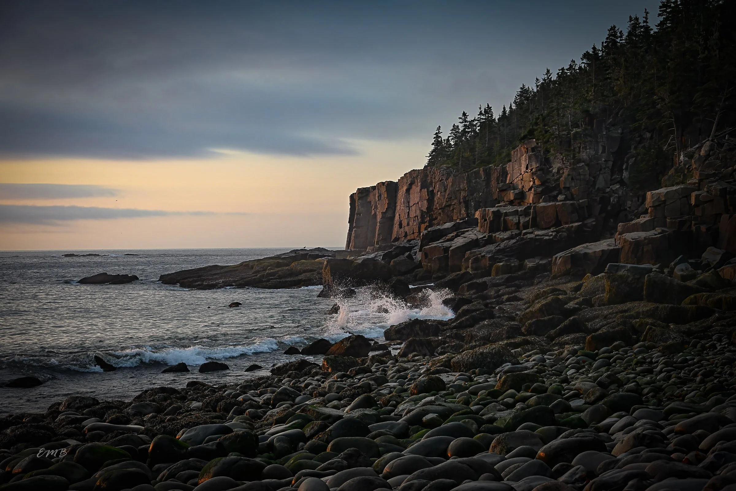 Sun kissed cliffs on Bubble Beach, Acadia 