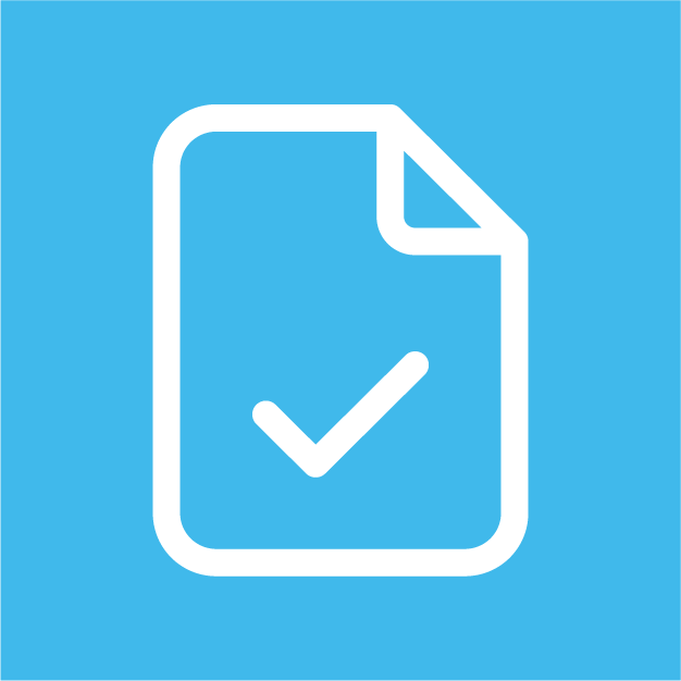 Icon of a document with a check mark.