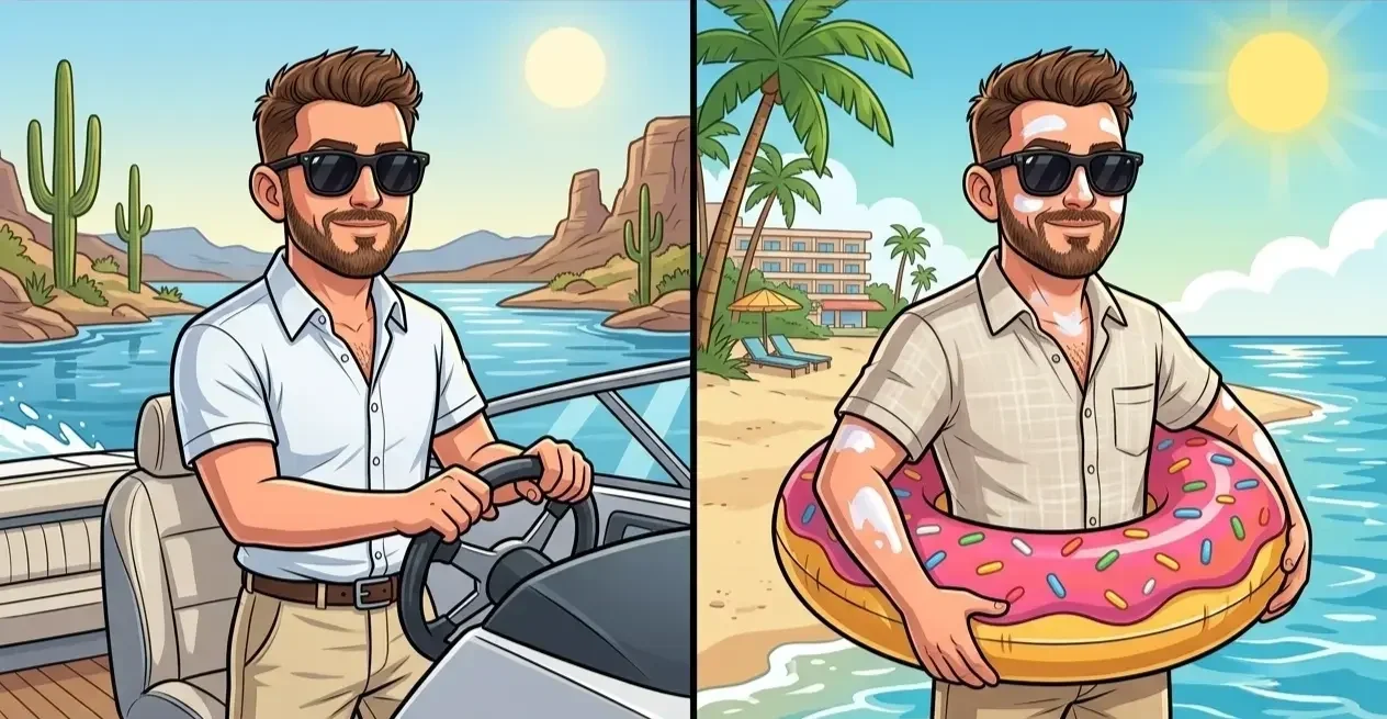 Fun cartoon comparison of living in Arizona versus Florida, created for the Bryant Real Estate Phoenix real estate team.