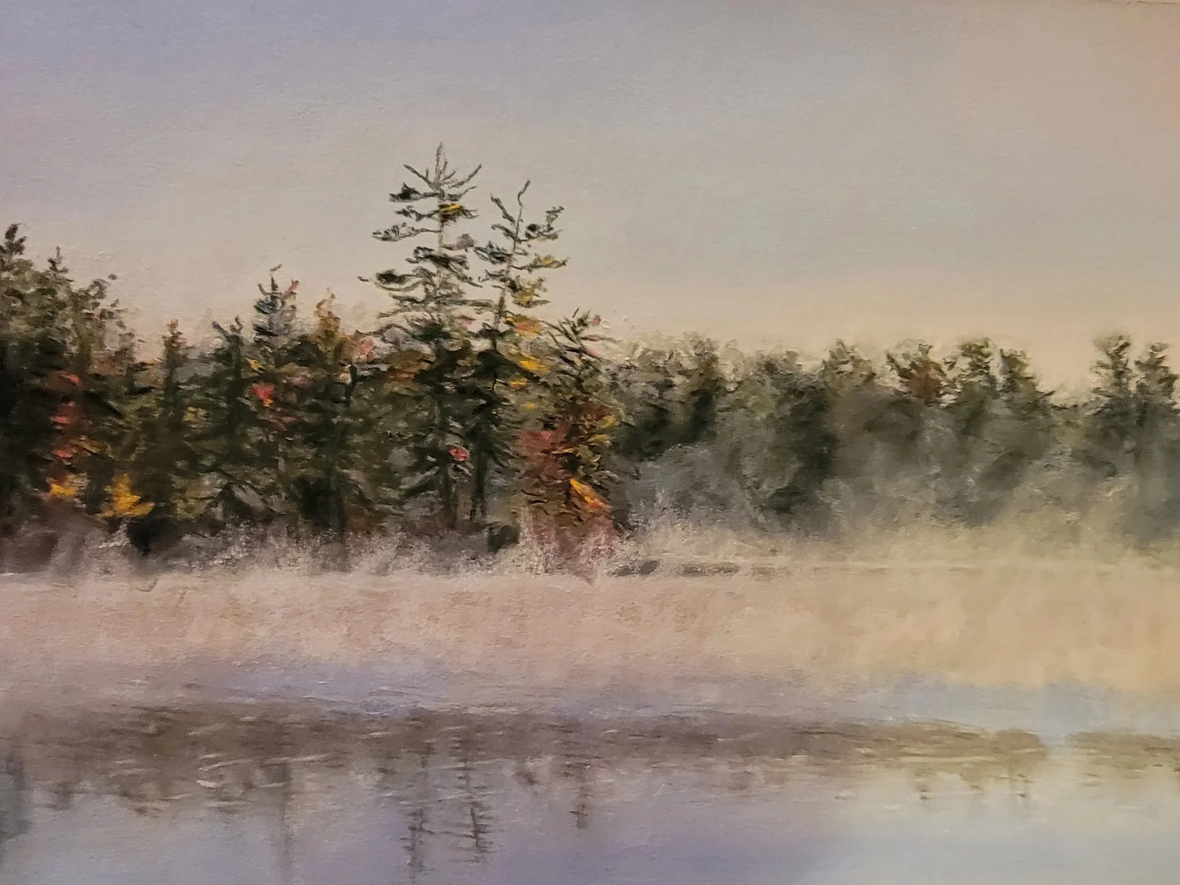 Pawtuckaway Misty Morning, pastel.
