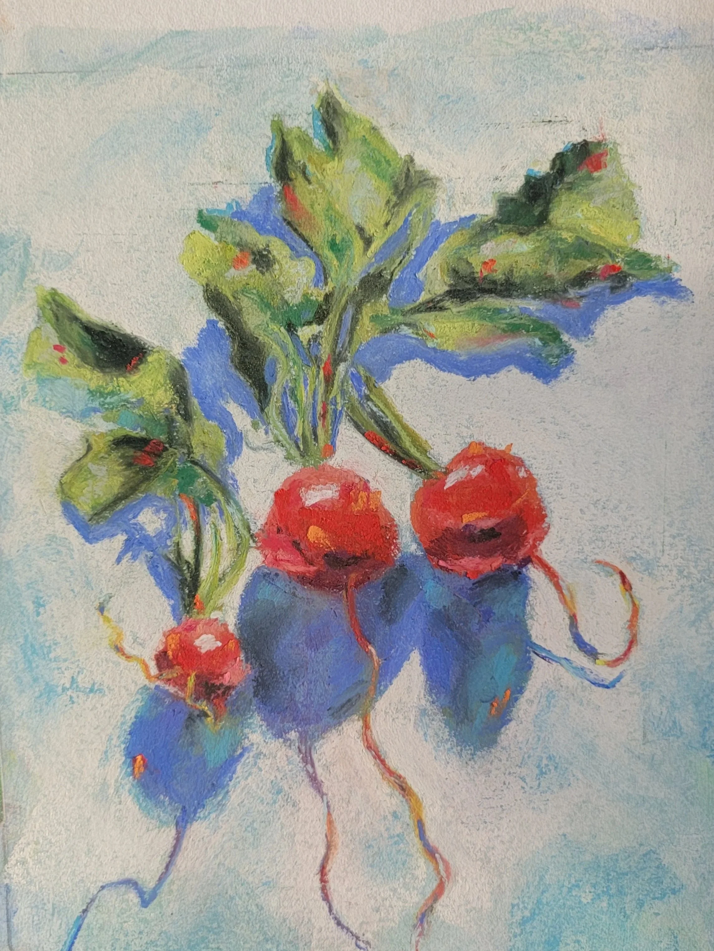Radish study, pastel.