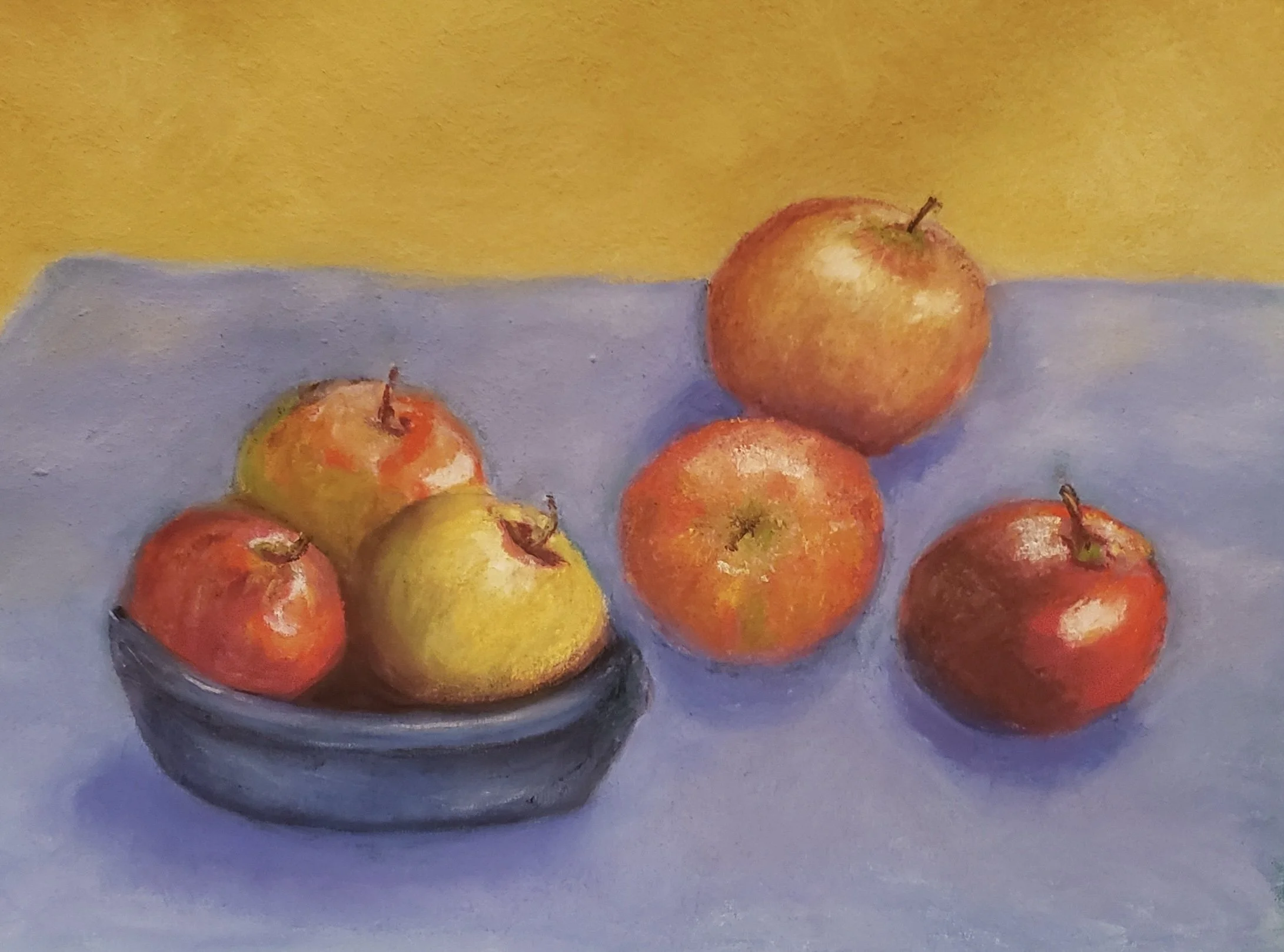 Apples, pastel.
