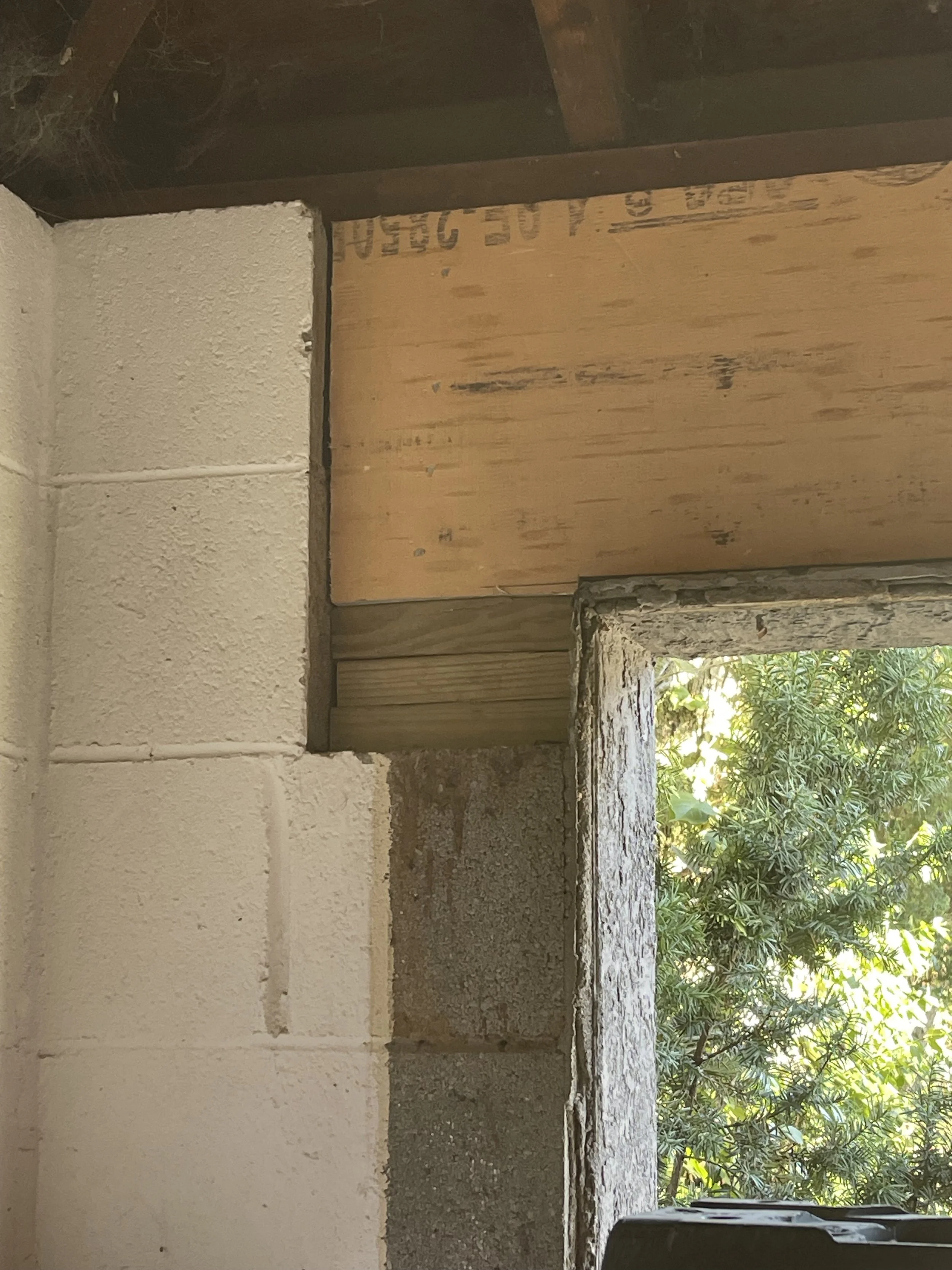 After Replacement: Brand new header supporting the garage door opening