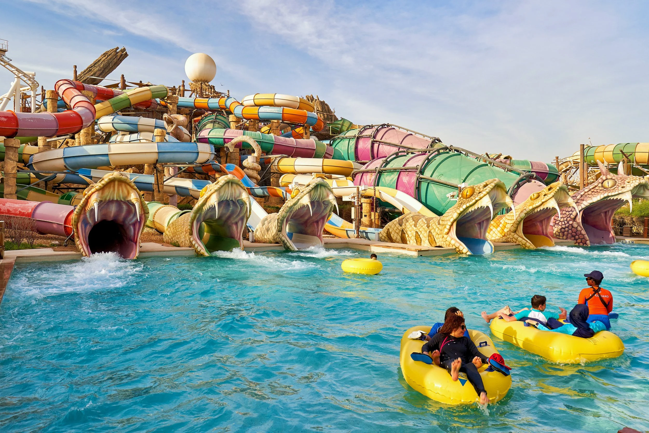 Enjoy more than 40 rip-roaring rides, slithering slides and amazing experiences Yas Waterworld.