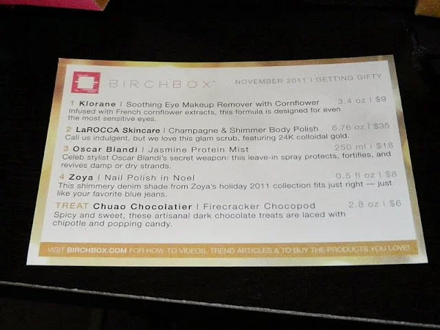 Birchbox Review:  November 2011