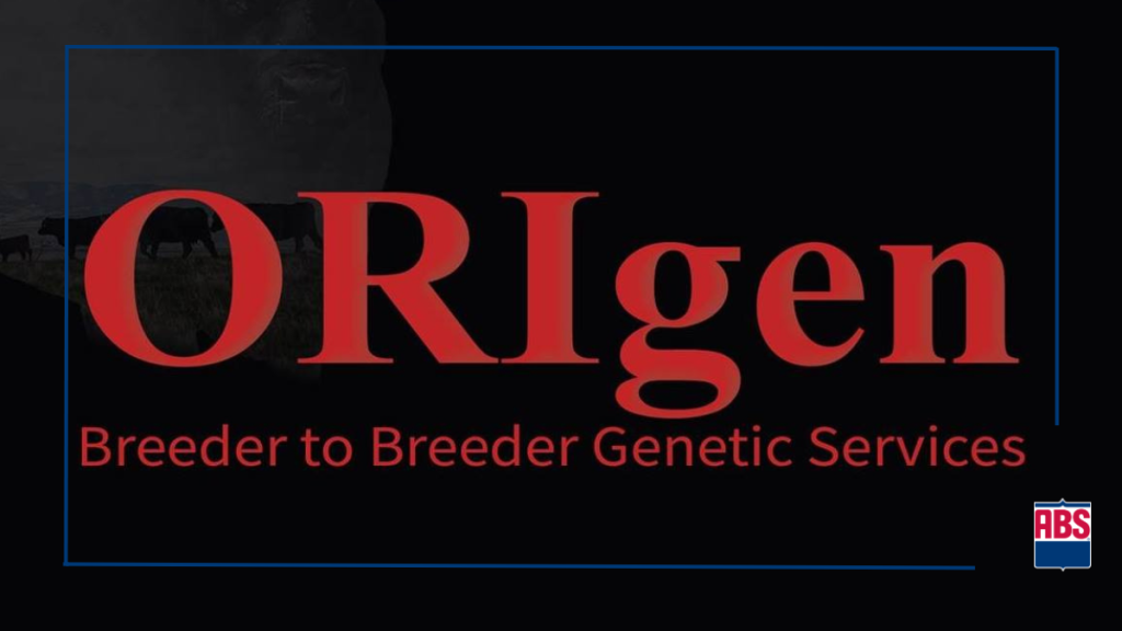 A logo for ORigen, a company that offers breeder-to-breeder genetic services, with a dark background and the company name in large red letters.