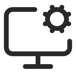 Computer monitor with a virus or malware icon in the corner.