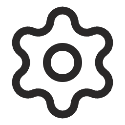 Black silhouette of a gear or cogwheel.