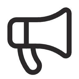 Icon of a black megaphone.