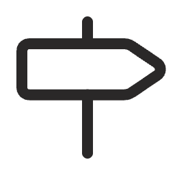 Black directional signpost with a right-pointing arrow