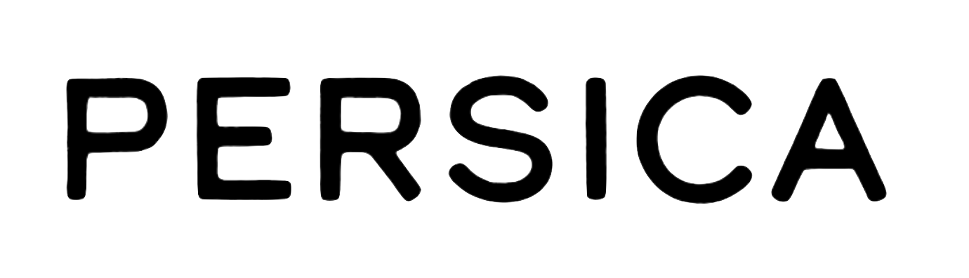 Gray outline of the text "PERSICA" on a black background.