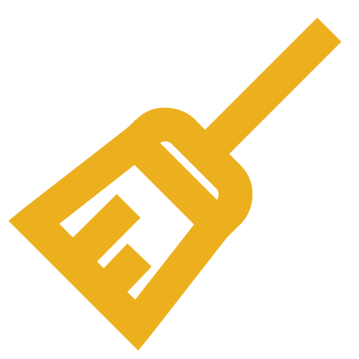 Broom icon representing clean, no-mess service
