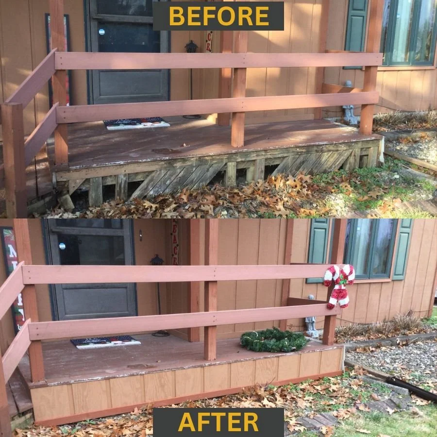 Rotting front porch skirting repaired and repainted – Florida exterior upgrade