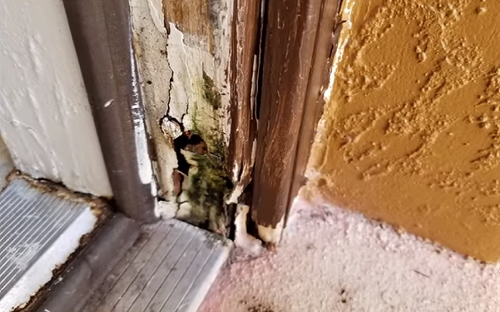 Wood Rot on door frame caused by Florida weather in Tampa and Clearwater
