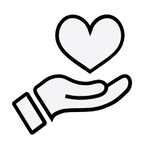 A hand holding a heart symbol
