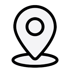 Icon of a map pin with a circle inside.
