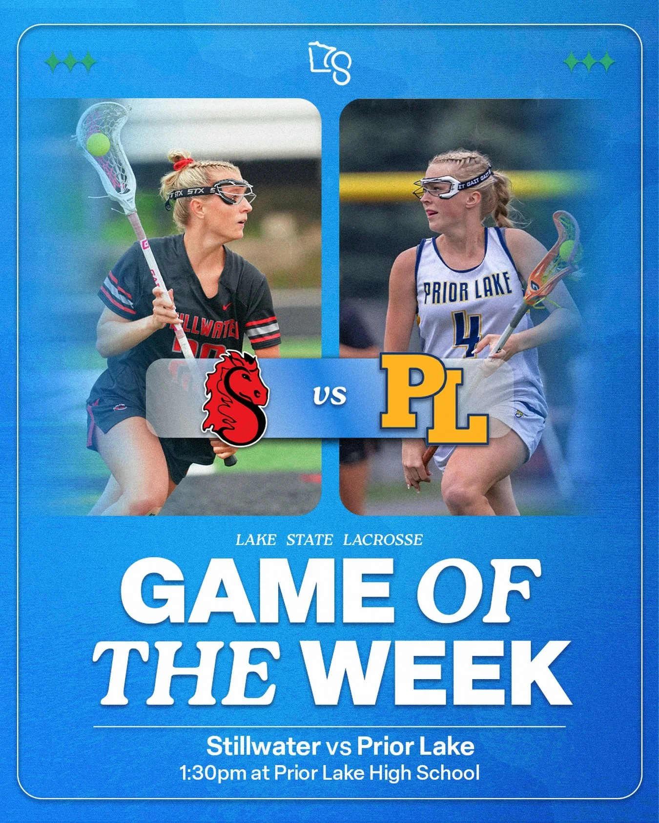 Our first GOTW is a State Championship rematch between @plglax and @stillwatergirlslax 👀

Will the reigning champs get back-to-back wins, or will Stillwater get their revenge?

Make your pick 👇