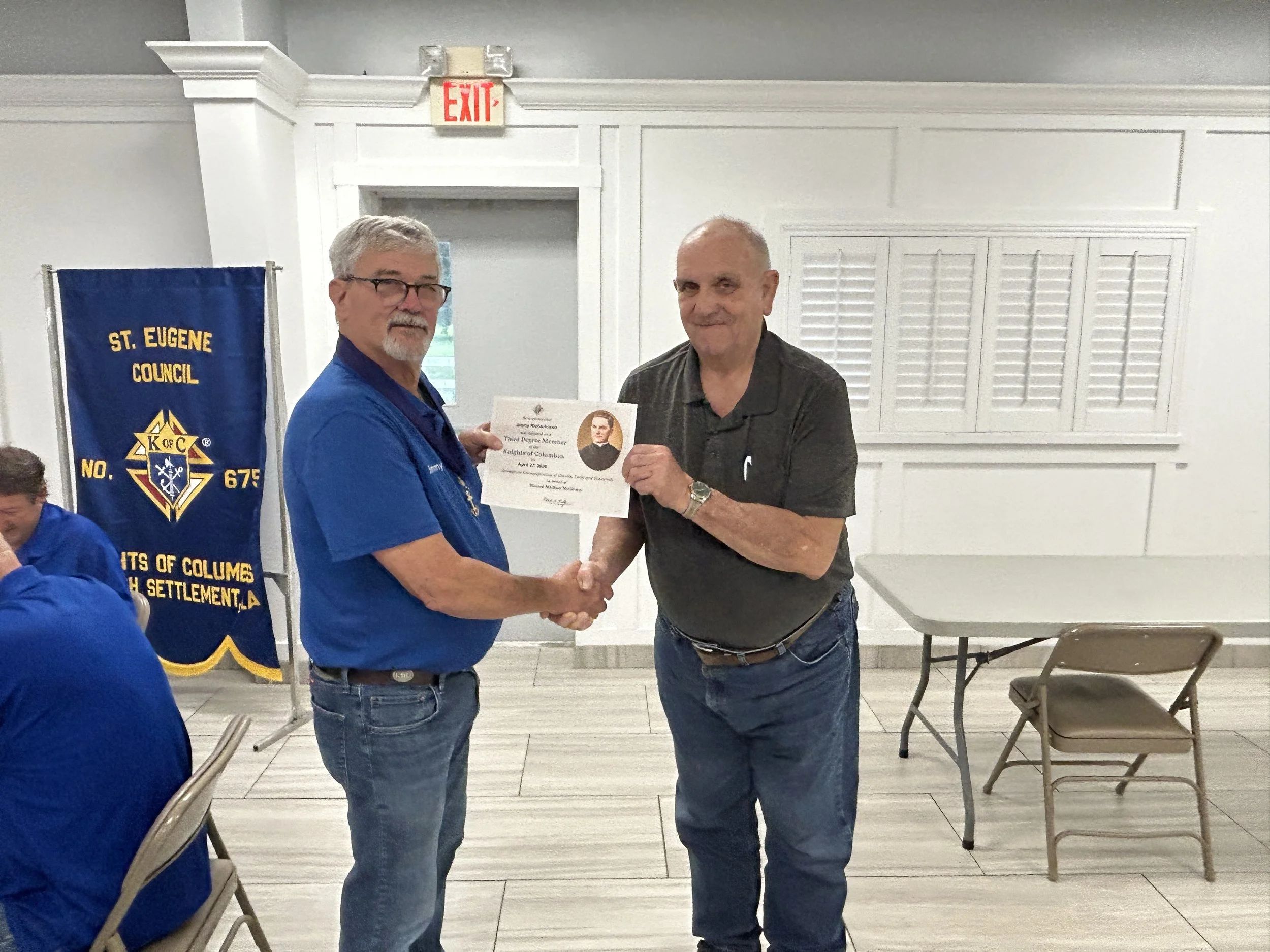Two Knights Receive Third Degree Membership at June Meeting