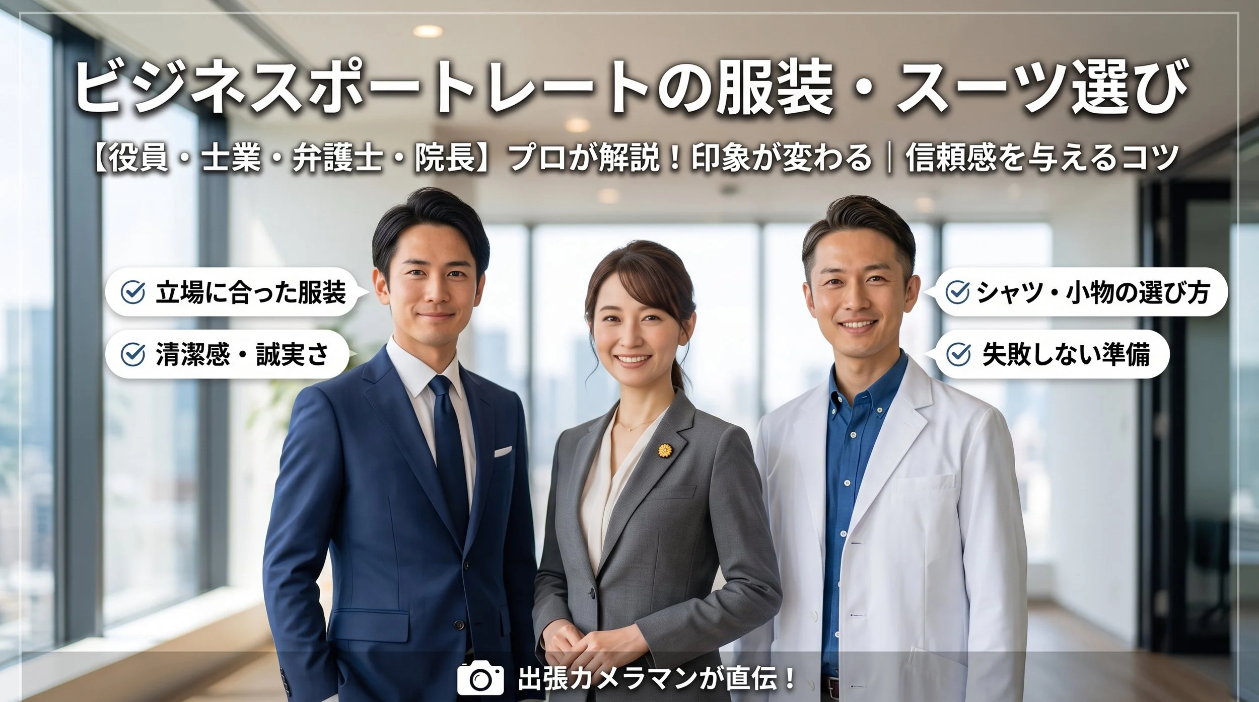 役員・士業・弁護士・院長のビジネスポートレート服装ガイド｜スーツ選びと撮影準備のポイント