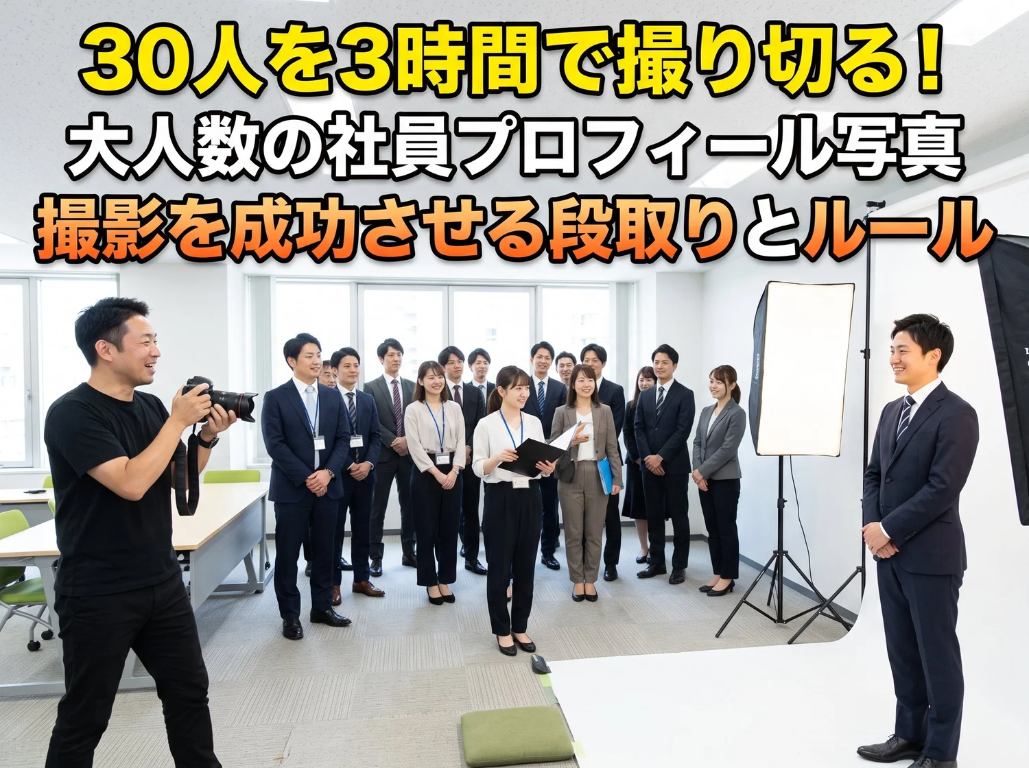 30人を3時間で撮り切る、大人数の社員プロフィール写真撮影を成功させる段取りとルール