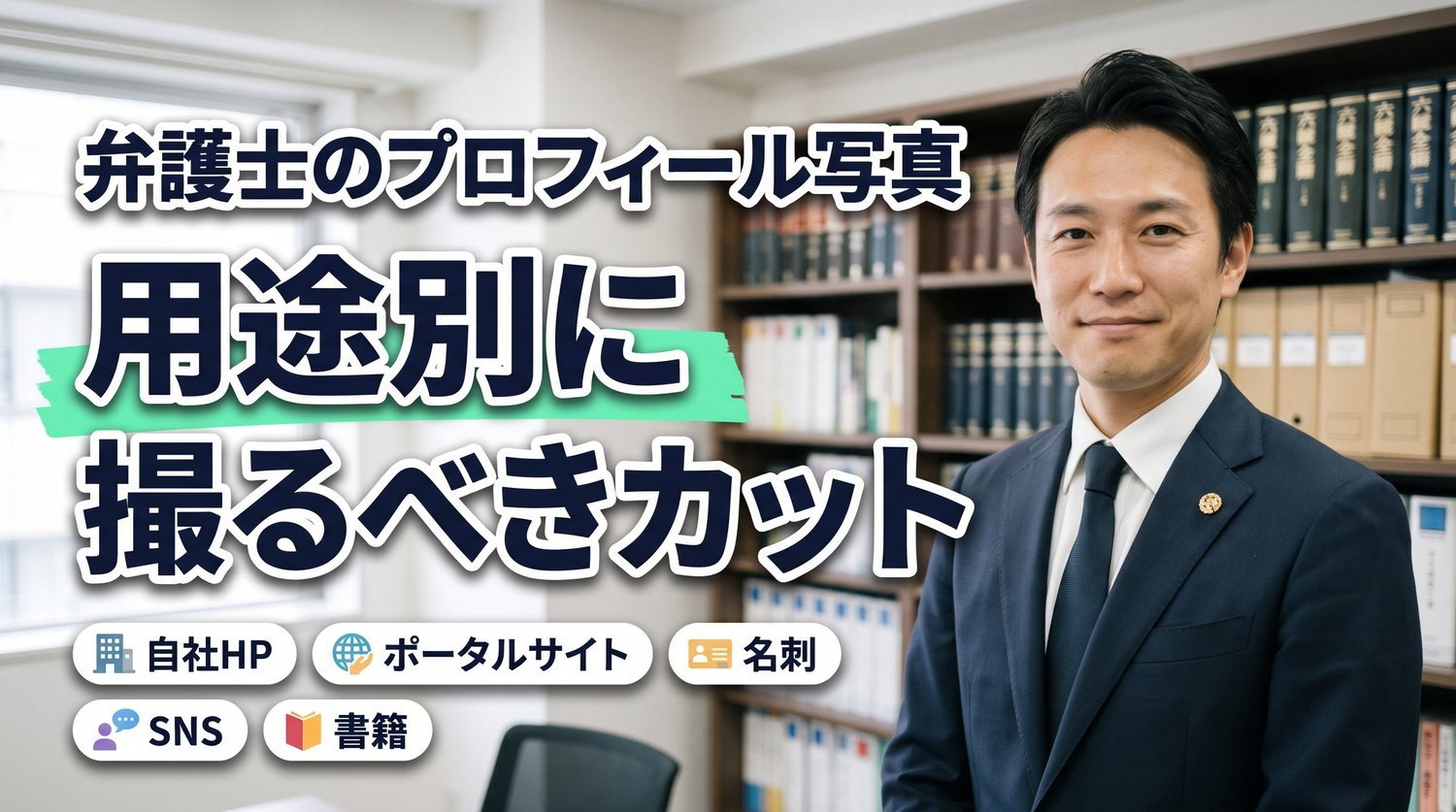 弁護士のプロフィール写真｜用途別に撮るべきカット（自社HP・ポータルサイト・名刺・SNS・書籍）