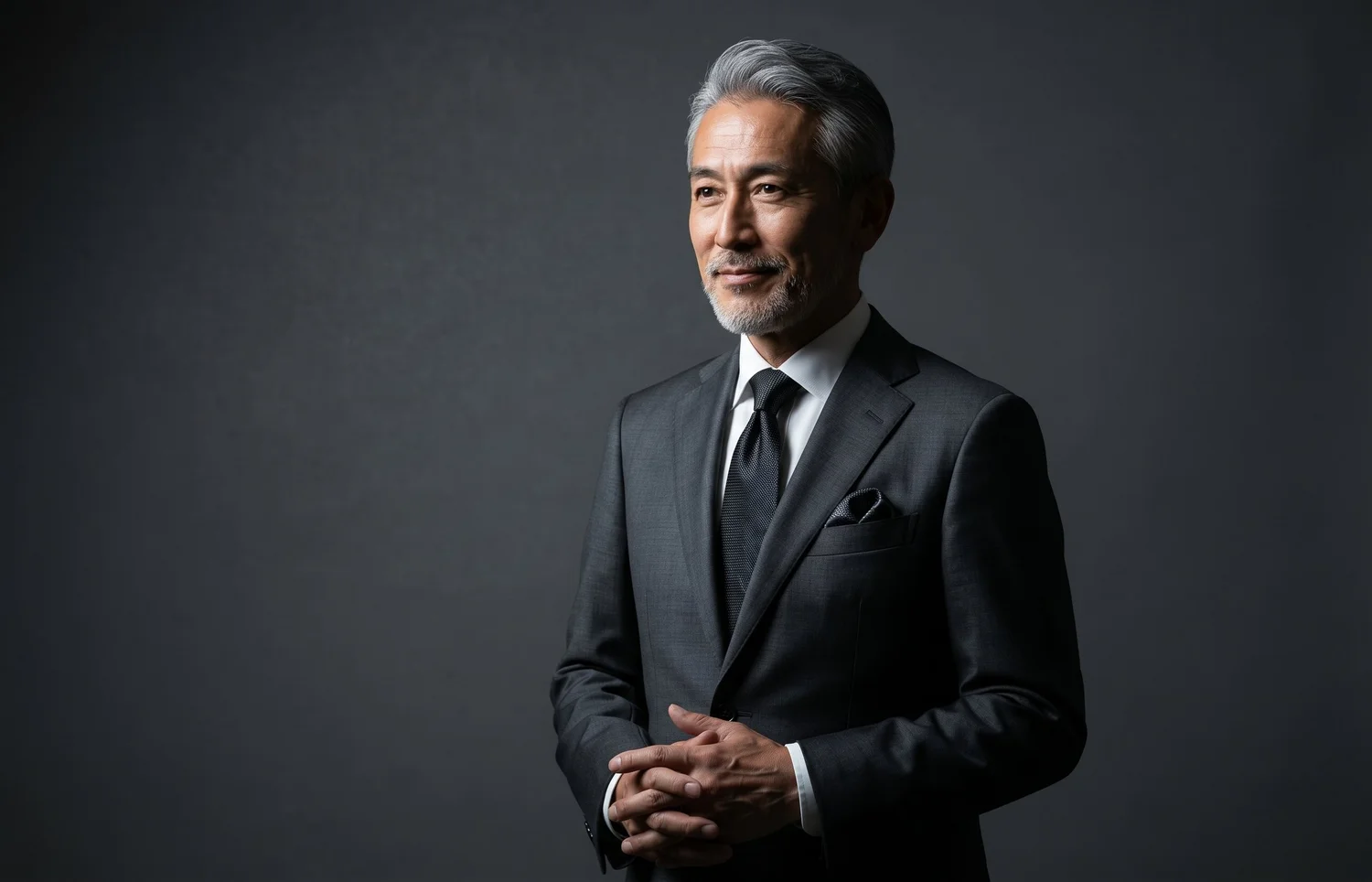 暗い背景で撮影した役員のビジネスポートレート