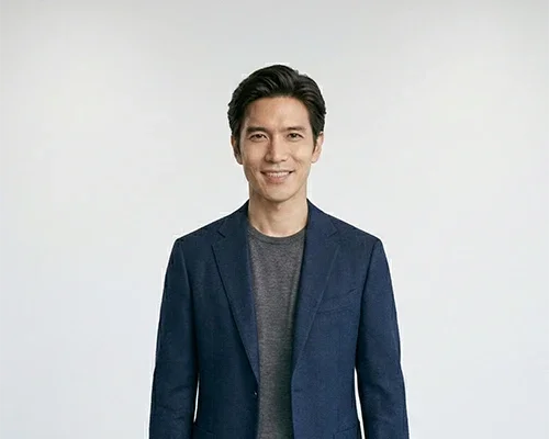 ビジネスプロフィール写真の例です。白背景の写真は多くの媒体で使い易いので撮影必須にしておけば間違いありません。