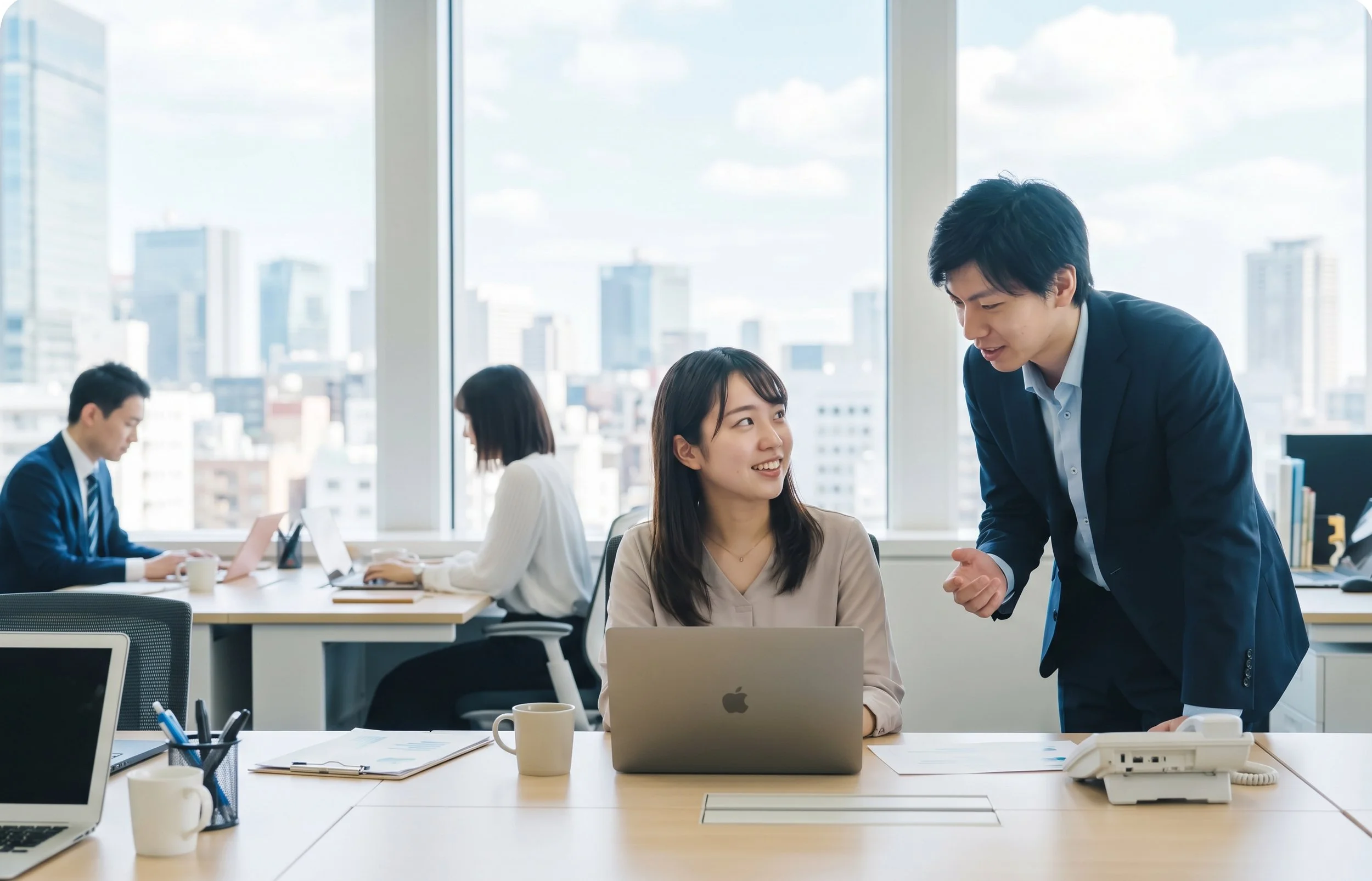 社員が自然に働く様子を撮影したスナップ風カット