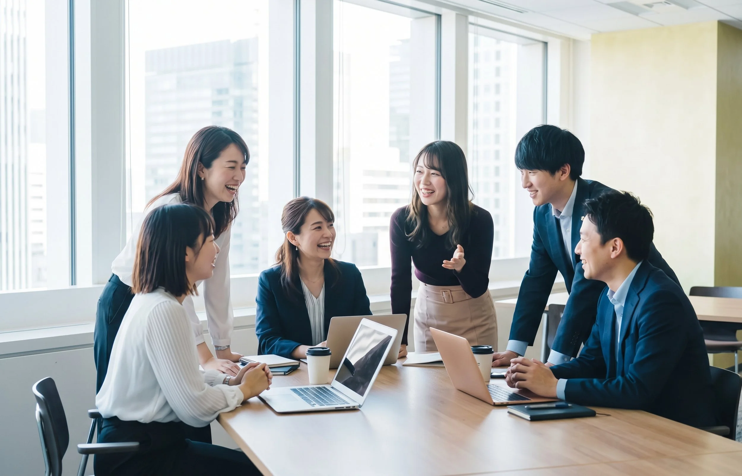 チームの座談会の様子を撮影した集合カット