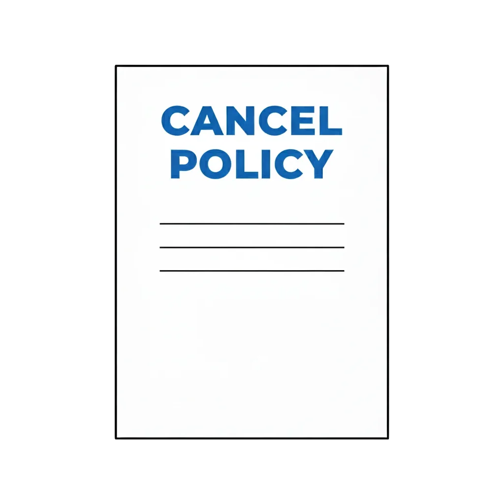 キャンセルポリシーのタイトルと空白の記入欄がある書類